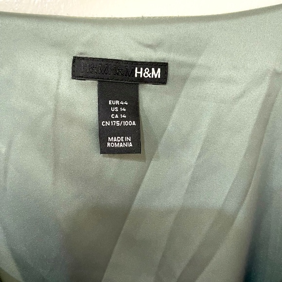 Sage Green Belted H&M Dress (Size 14) - Picture 4 of 5